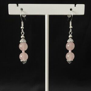 Rose Quartz Pierced Drop Earrings